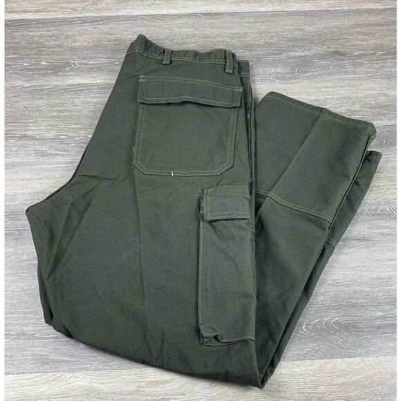 VF Imagewear Size 40 X 30 Olive Green Pants Double Knee Work Duck Canvas - Picture 1 of 11